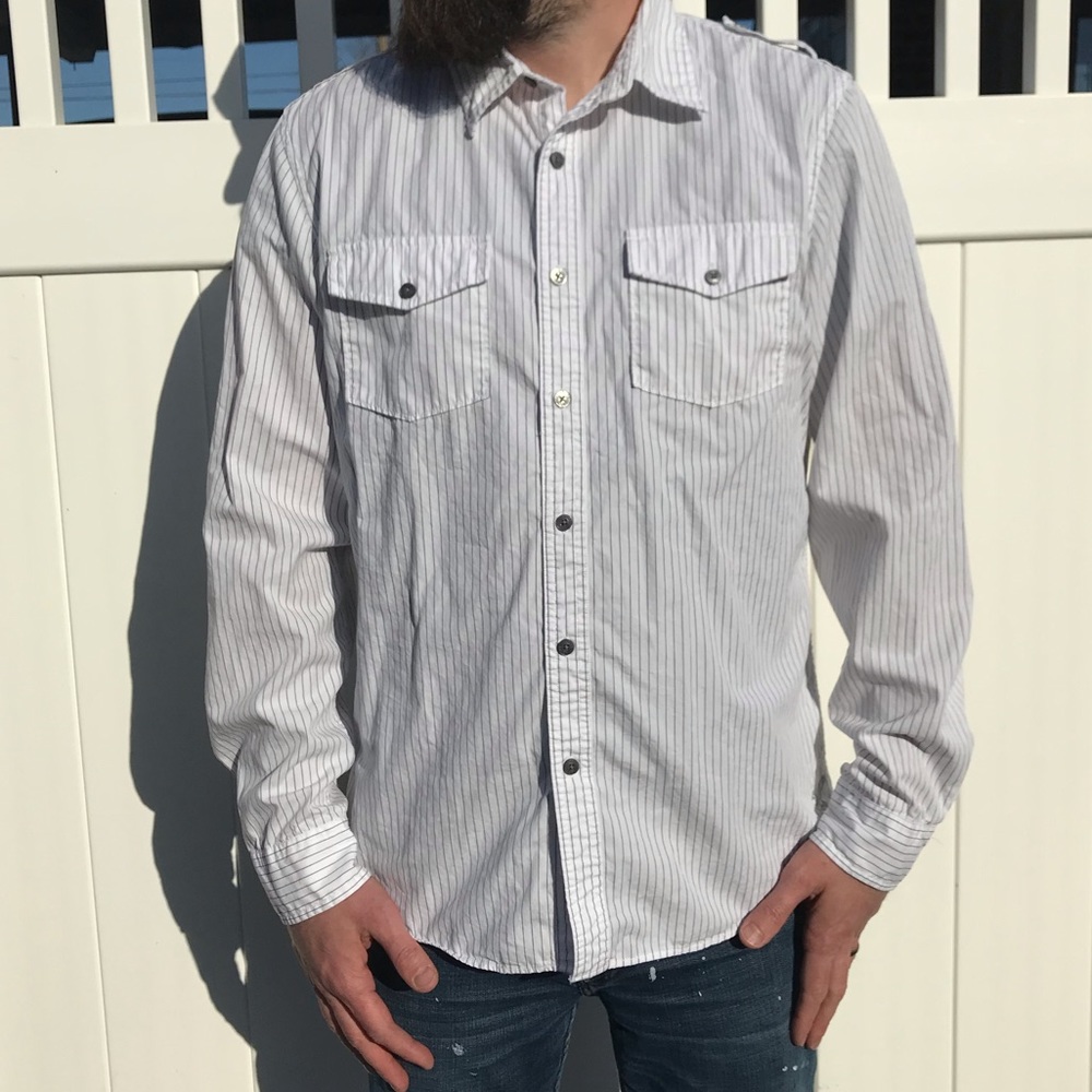 American Eagle Pinstriped Button Down Shirt